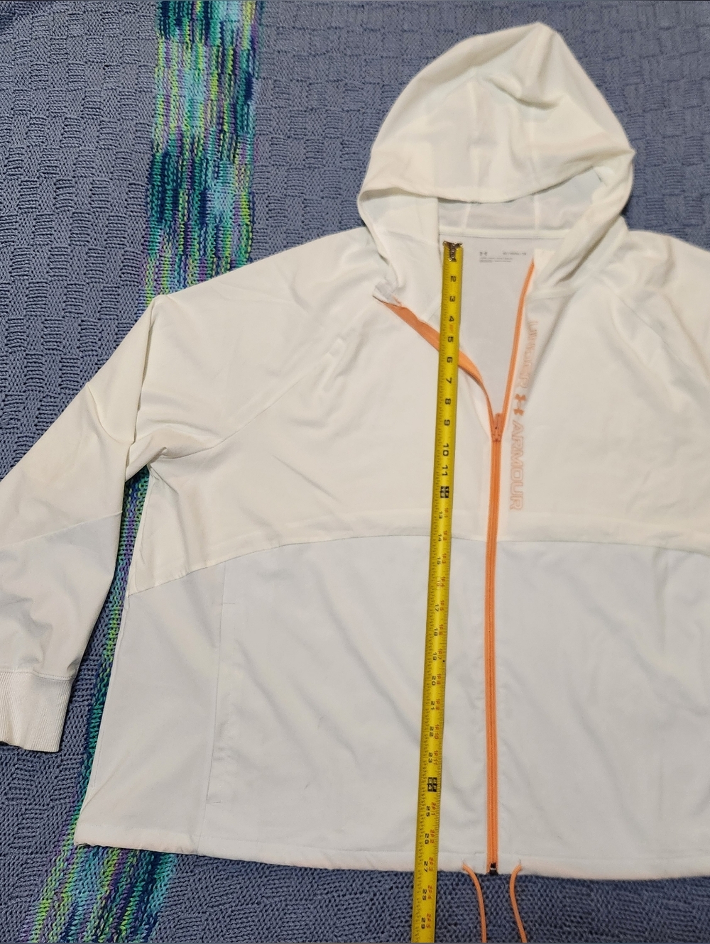 Under Armour Jacket Mens 3XL White Hooded 1/4 Zip Rain Windbreaker Pullover